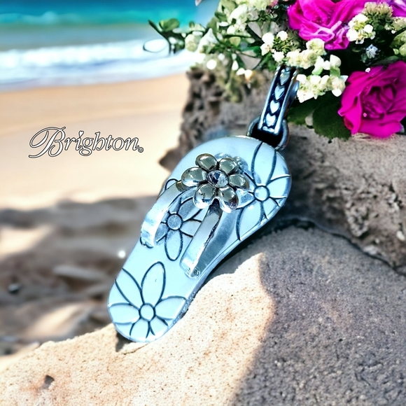 Brighton Jewelry - BRIGHTON Large Crystal and Silver Sandal Pendant